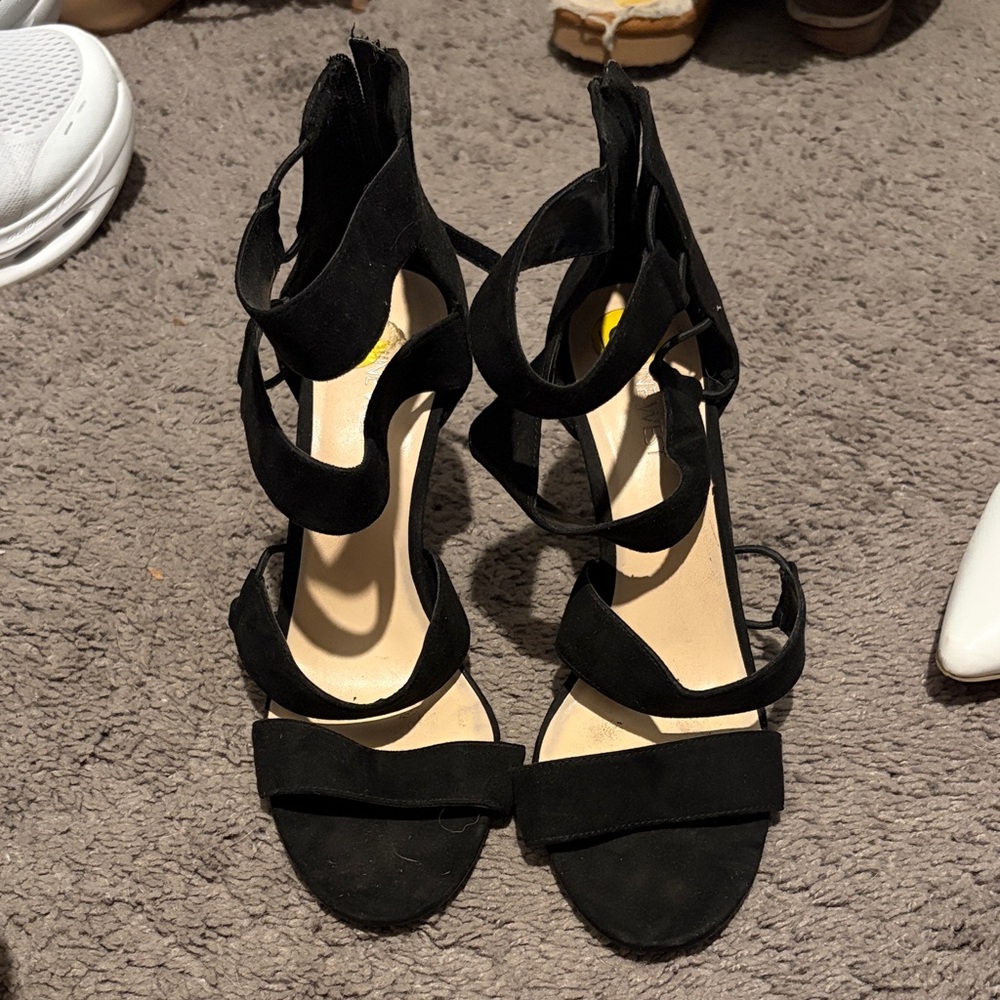 Nine West Black Strappy Heels